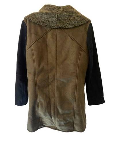 Sam Edelman Faux Suede Wool Blend Brown Shearling Collared Jacket - Large