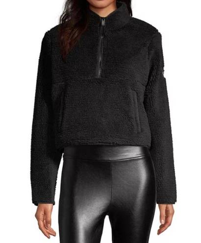 Alo Yoga Alo Shanti Half-Zip Sherpa Jacket Black Fuzzy Faux Fur Shearling Teddy Sweater