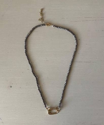 Madewell NWOT  gold toned metallic grey beaded dainty necklace