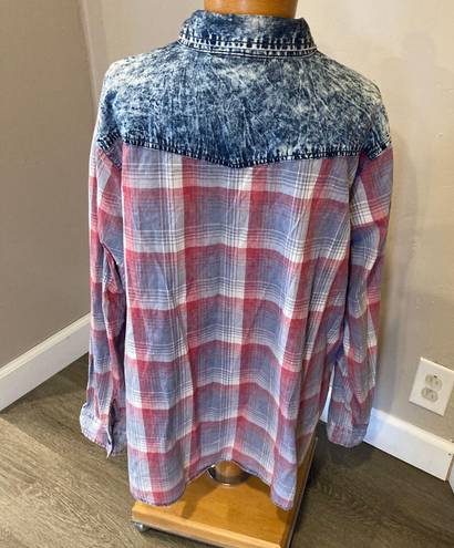 A.L.C. Woman Red & Blue Plaid Long Sleeve Button Down Shirt Women’s Plus Size 3X