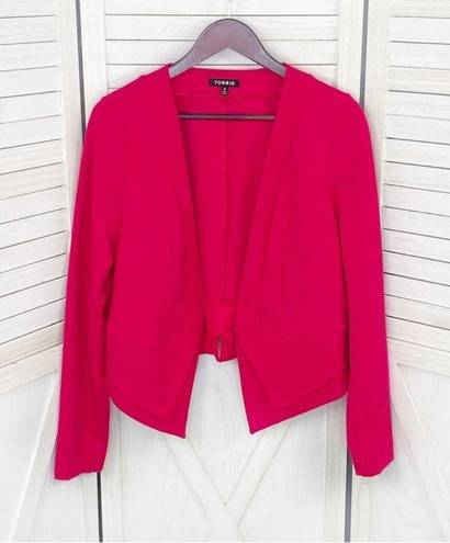 Torrid Ponte Knit Cutaway Blazer Jacket Pink Large 12 Open Front