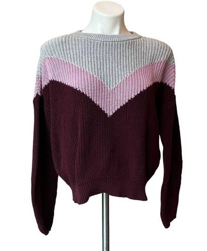 1. State  Chevron Colorblock Oversized Chunky Knit Sweater Sz S