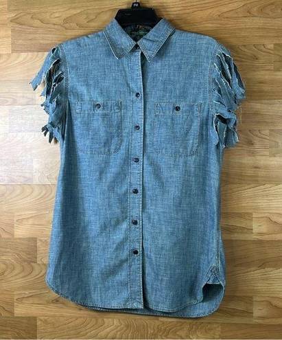 Krass&co Lauren Jeans  Ralph Lauren Shredded Sleeves Denim Lightweight Shirt