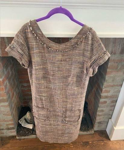 W By Worth  Linen Blend Two Front Pocket Knee Length Dress Brown Tones size 4