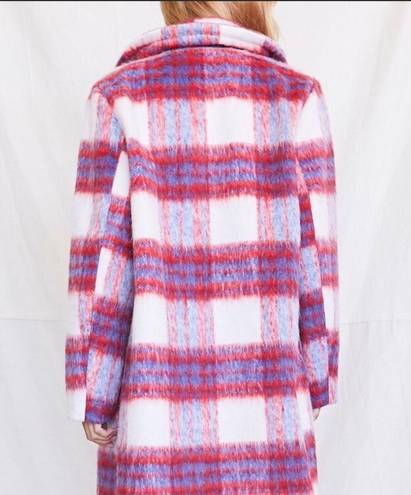 Forever 21 Red White Blue Plaid Double-Breasted Coat Jacket