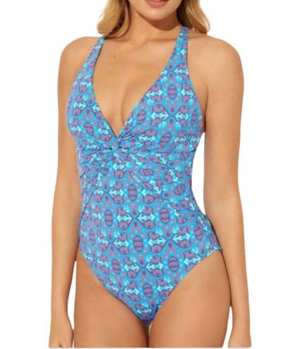 Bleu Rod Beattie  One Piece St. Tropez Swimsuit Halter Criss Cross Back Blue 10