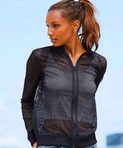 Victoria's Secret  Sport All Over Mesh Bomber Jacket Black Sz S