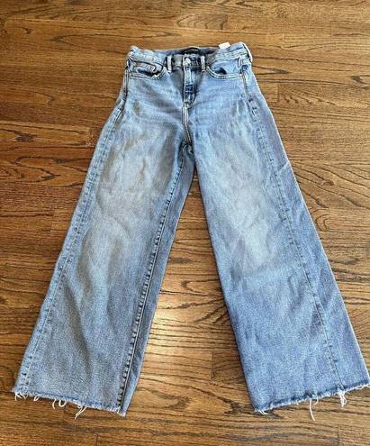 Banana Republic  High Rise Wide Leg Crop Cutoff Blue Jeans Size 24