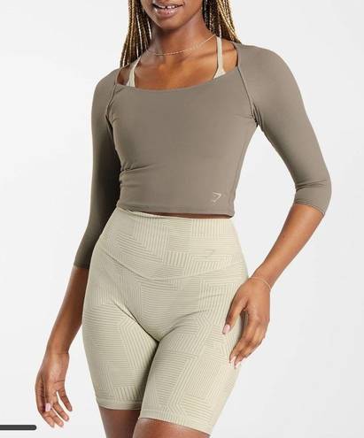 Gym Shark Elevate 3/4 Sleeve Crop Top in Brushed Brown