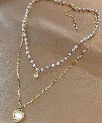 Love Pendant Double Collar Chain Necklace