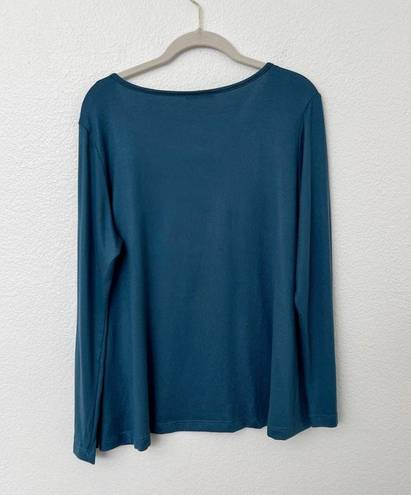 Natori [] Teal Scoop Neck Long Sleeve Shirt Supersoft Relaxed Fit Size Large L