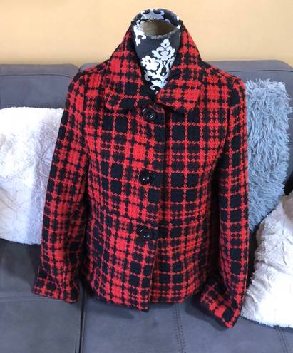 Oleg Cassini Red and Black 3 button Coat Size S