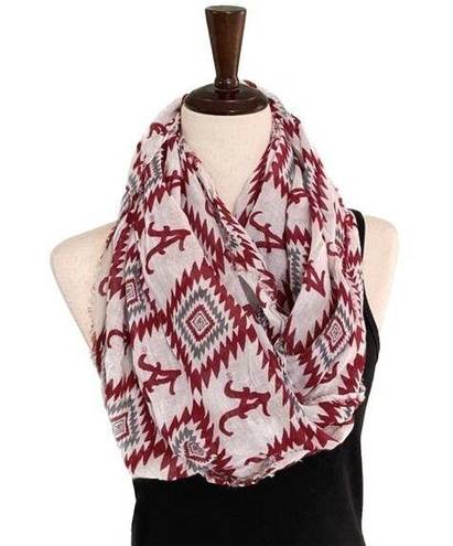 NCAA Alabama Infinity Scarf Gauzy Frayed Hem  College Team Gear Crimson Tide