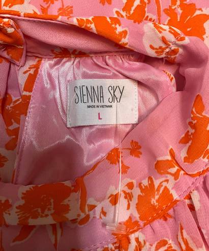 Sienna Sky Dress Orange Pink Floral Print Knee Length