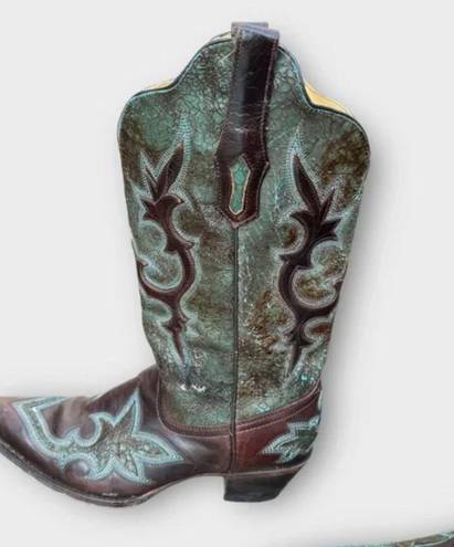 Corral Turquoise Inlay Leather Cowboy Boots