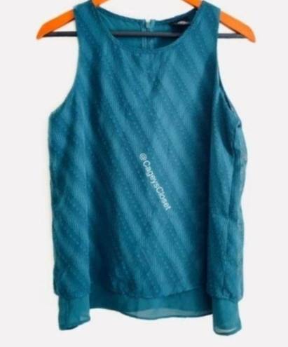 Bobeau Nordstrom  Tank Top S Split Back Overlay Layer Georgette Design Teal