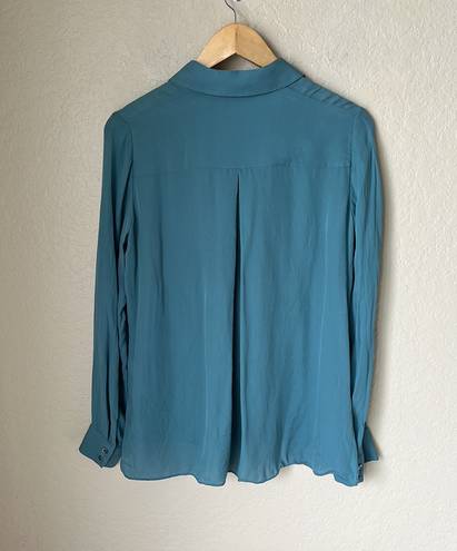 Vince Teal Silk Button Blouse