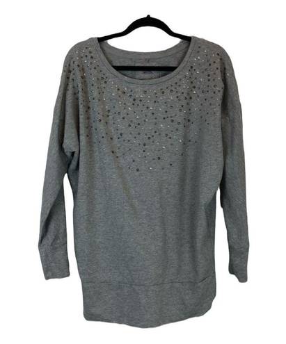 DKNY DNKY Jeans Womens Grey Sequin Accent Long Sleeve 100% Cotton Shirt Size M Medium