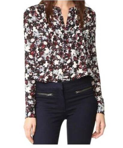 Veronica Beard Goldie Floral Silk Tuxedo Blouse (Size 4)