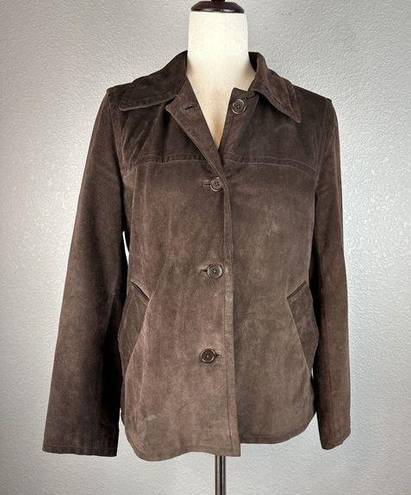 Coach  Womens Suede Leather Button Front Jacket Coat Size M Medium Brown Pockets