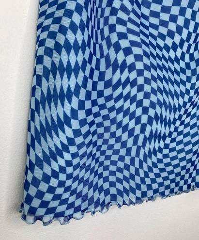 Wild Fable  Blue Checkered Mesh Bodycon Mini Skirt Women's Size Large L NWOT