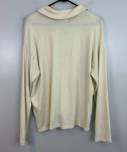 Madewell  Ivory Long Sleeve Half Zip Collared Soft Blouse Size Large