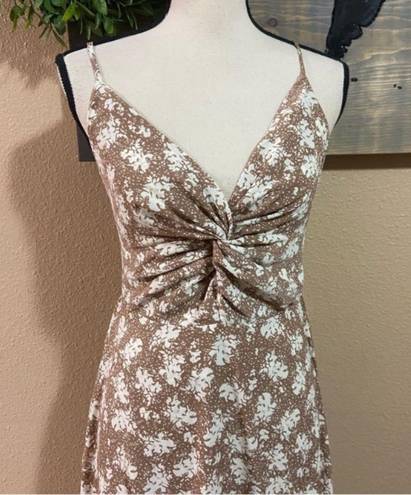 Lulus NWOT  Picturesque Moments Brown Floral Print Strappy Maxi Dress