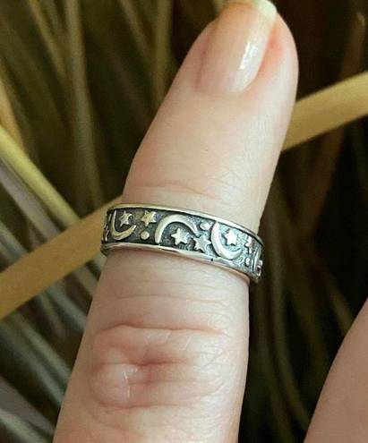 The Moon  & Stars Thick Wide Band Toe Ring