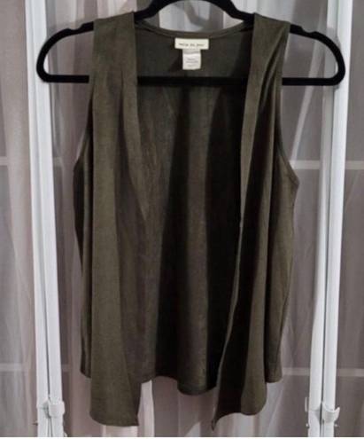 belle du jour Olive Green Faux Suede Vest, Sz Juniors Small