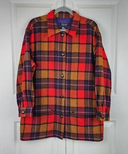 Rafaella  Shacket Wool Blend Plaid Jacket Button Front Flannel Shirt Pockets Sz M