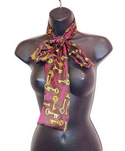 Talbots NWT  Vintage 100% Silk Brown Scarf with Keys