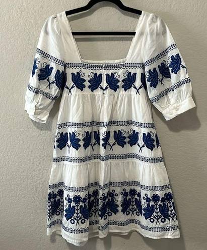 Moda  INTERNATIONAL Grecian Embroidered Floral Cotton Dress, Size 2