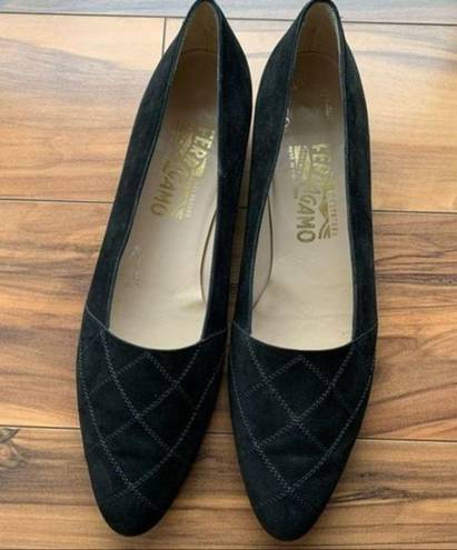 Salvatore Ferragamo  vintage quilted velvet flats 10.5