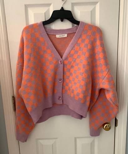 idem Ditto Purple And Orange Gingham Sweater