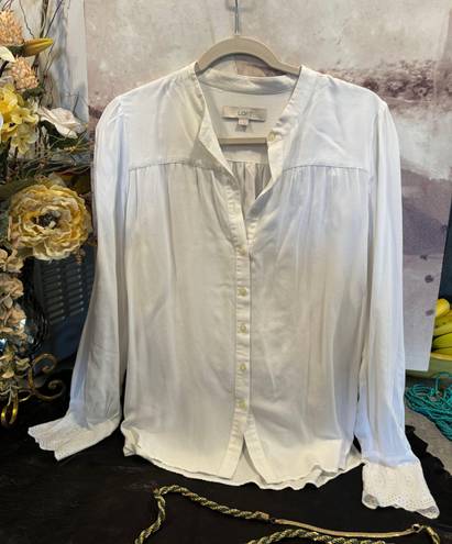 The Loft  Women's White Button Blouse size S