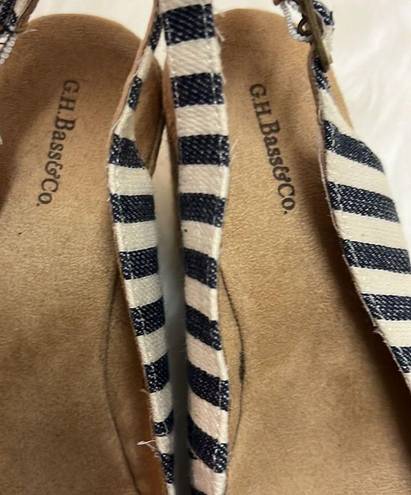 Krass&co G.h. Bass &  Emilie Espadrilles Cream And Blue Jute, Wedge Sandals Size 6 B-24