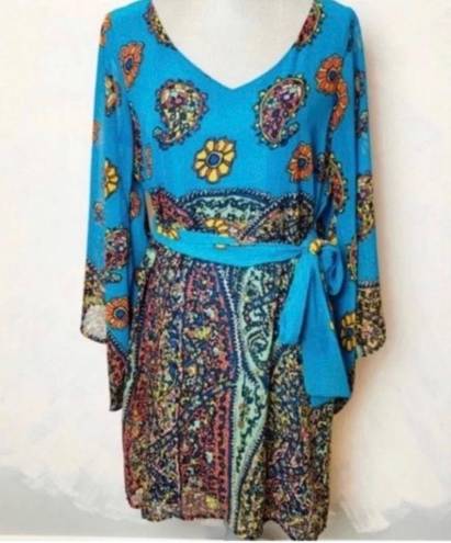 Anthropologie Blue Floral Boho Dress 