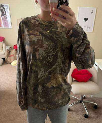 Camo Print Long Sleeve Shirt Brown Size M