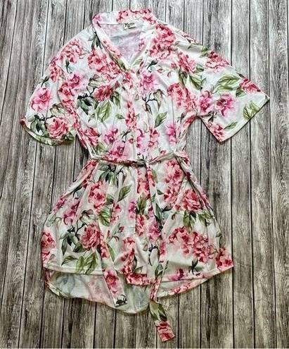 Show Me Your Mumu  Women's Garden Of Blooms Floral Robe OS One Size Pink Green