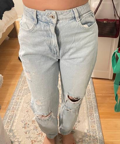 ZARA light wash distressed boyfriend jeans