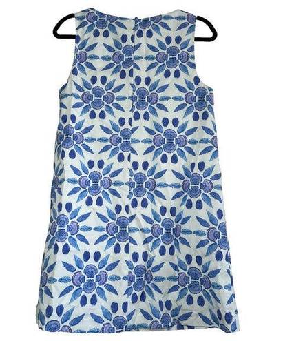 Hill House  New The Charlie Blue Shell Mosaic Cotton Mini Dress Small