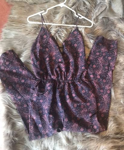 Nordstrom Three E Dark Purple Floral  Vintage Jumpsuit Romper