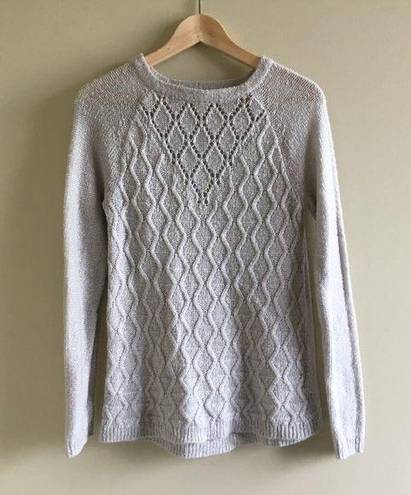 Dress Barn  Gray Silver Sweater Metallic Crewneck Top Women’s Size S Knit Pullover