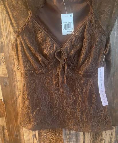 Crave fame NWT Fame women's embroidered brown top size medium (32)