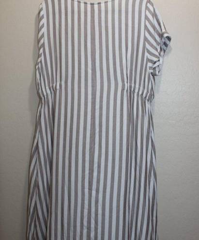Isabel Maternity  Womens L Dress Cream/Brown Striped NEW NWT