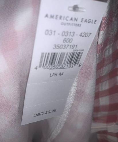 American Eagle AEO  Outfitters Notched Mini Pink White Mini Skirt M