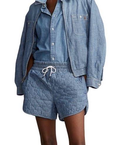 Polo NWT  Ralph Lauren quilted chambray blue denim jean shorts, Medium