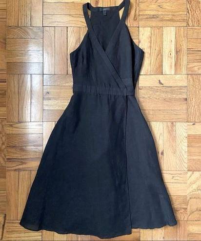 J.Crew  Black Linen Cotton Strapless Flowy Wrap Dress - Small