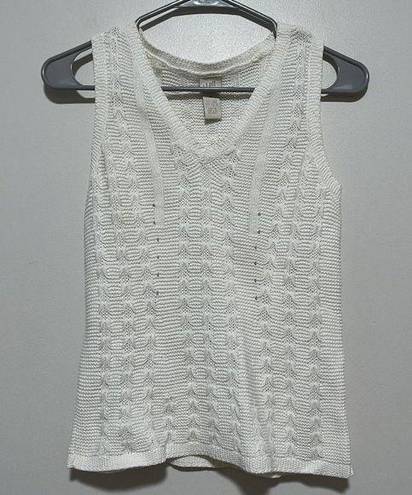 J.Jill  Linen Cotton Blend White Knit Sleeveless Sweater Size XS