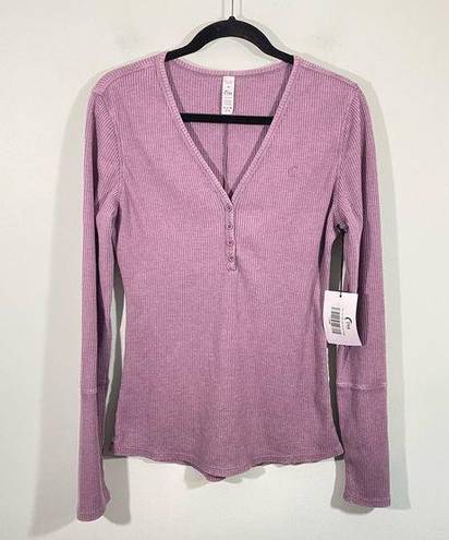 Zyia  Active Purple Lilac Don't Wake Me Up Long Sleeve Thermal Henley Size M NWT